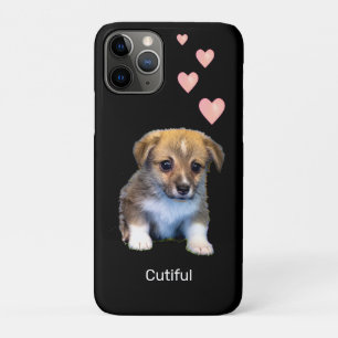 Case-Mate iPhone Case Chiot Corgi Mignon & Cœurs sur Fond Noir