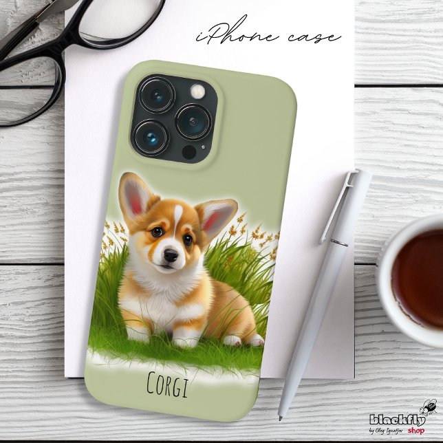 Coques Case-Mate iPhone Chiot de Corgi sur l'herbe | animal mignon (Créateur téléchargé)