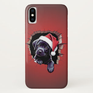 Case-Mate iPhone Case Chiot du Black Lab en chapeau de Santa Festive