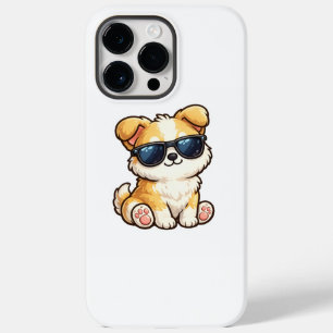 Coque Pour Pour iPhone 14 Pro Max Chiot Mignon avec Lunettes de Soleil Design Kawaii