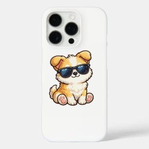 Coques iPhone 16 Pro Chiot Mignon avec Lunettes de Soleil Design Kawaii
