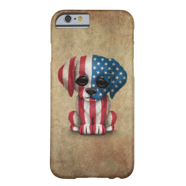 Coques Case-Mate iPhone Chiot patriotique mignon de drapeau américain, (Dos)