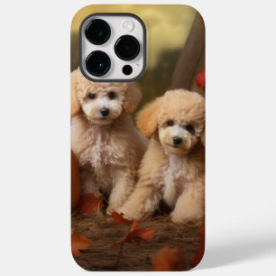 Coque Pour Pour iPhone 14 Pro Max Chiots Caniches Délice d'Automne Citrouille