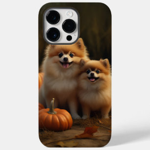 Coque Pour Pour iPhone 14 Pro Max Chiots Poméranie Délice d'Automne Citrouille