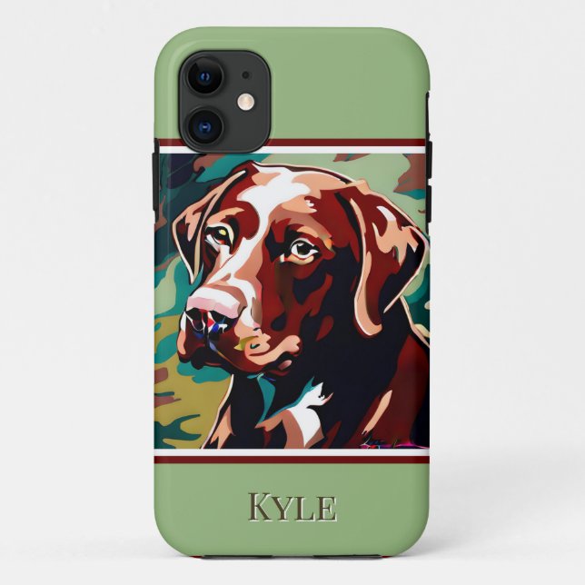Coques Case-Mate iPhone Chocolat Lab Dog sur Camouflage (Dos)