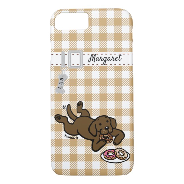 Coques Case-Mate iPhone Chocolat personnalisé Labrador et beignets (Dos)