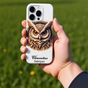 Coques iPhone 16 Pro Chouette à neige en bois