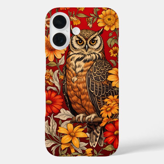 Coques Case-Mate iPhone Chouette À Rayures Et Fleurs De Zinnia (Verso)
