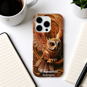 Coques iPhone 16 Pro Chouette des neiges en bois