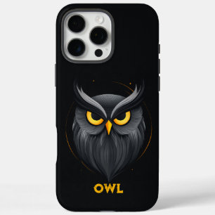 Coques iPhone 16 Pro Max Chouette en colère Noir