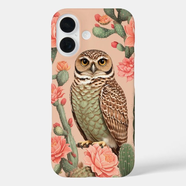 Coques Case-Mate iPhone Chouette Et Cactus Élégants À Brûler (Verso)