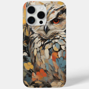 Coque iPhone 15 Pro Max Chouette et fleurs en peinture printanière