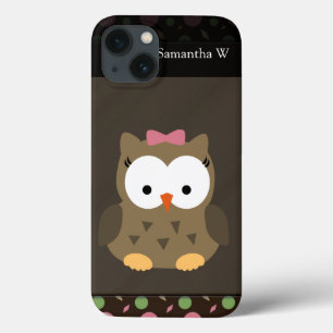 iPhone 13 Case Chouette petite fille, rose/vert/Brown