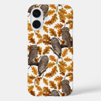 Chouettes d'automne sur coton blanc