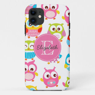 Coque iPhone 11 Chouettes de petits morceaux monogrammes