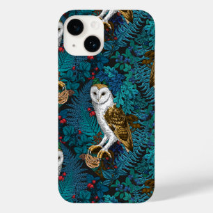 Coque Pour iPhone 14 Chouettes, fougères, chênes et baies 3