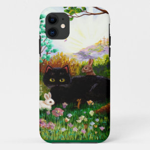 Coque Case-Mate Pour iPhone Chrétien Creationart de lapin de chat noir d'art