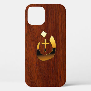 Coque iPhone 12 Christian Nazarene Solidarité sur le style acajou