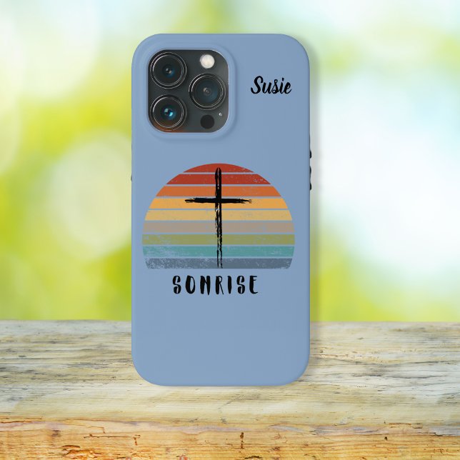 Coques Case-Mate iPhone Christian Retro Sunrise Watercolo Cross (Créateur téléchargé)