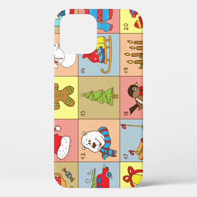 Coques Case-Mate iPhone Christmas Advent : Collection d'éléments Doodle (Verso)