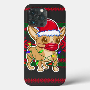 Case-Mate iPhone Case Christmas chihuahua wearing a medical mask
