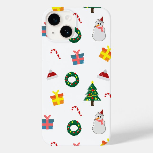 Coques Case-Mate iPhone Christmas Gift – Cute Holiday Pattern with Snowman (Verso)