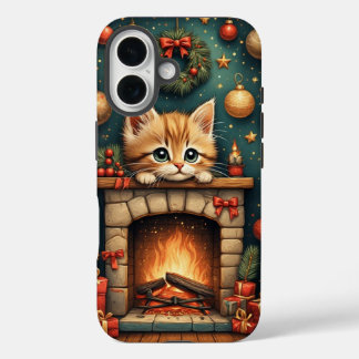 Coque Pour iPhone 16 Christmas Kitten 