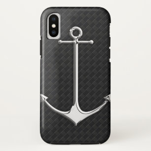 Coques Pour iPhone Chrome Ancre en cuir Checkers Mode de vie nautique
