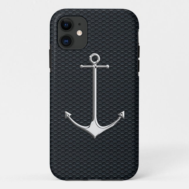 Coques Case-Mate iPhone Chrome Ancre sur Honeycombs Style de vie nautique (Dos)
