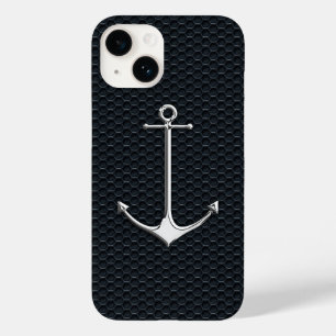 Coque Pour iPhone 14 Chrome Ancre sur Honeycombs Style de vie nautique