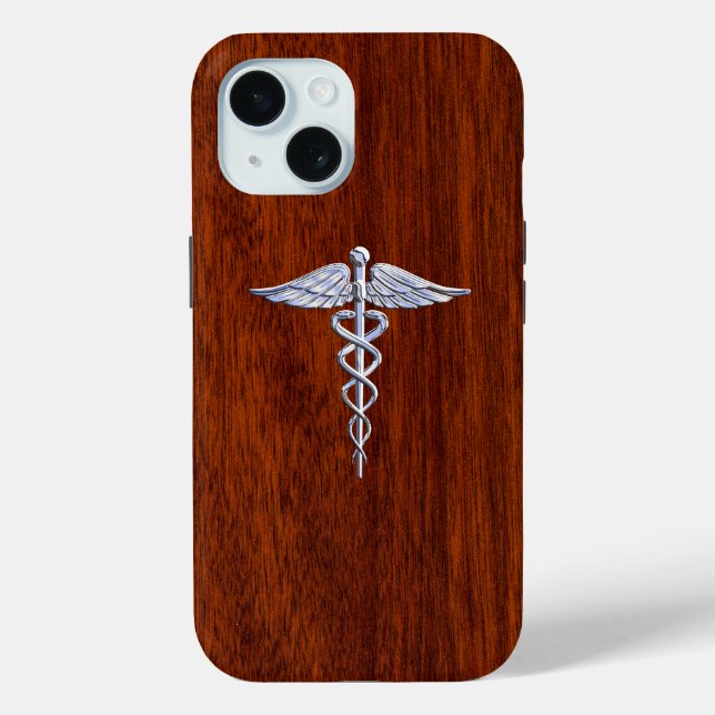 Coques Case-Mate iPhone Chrome Comme Caduceus Symbole Médicale Style Mahog (Verso)