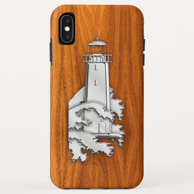 Coques Case-Mate iPhone Chrome comme phare sur bois de teck (Dos)