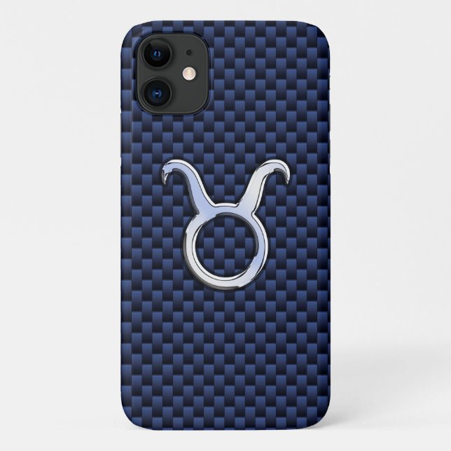 Coques Case-Mate iPhone Chrome Comme Taurus Zodiac Signe Bleu Carbone Impr (Dos)