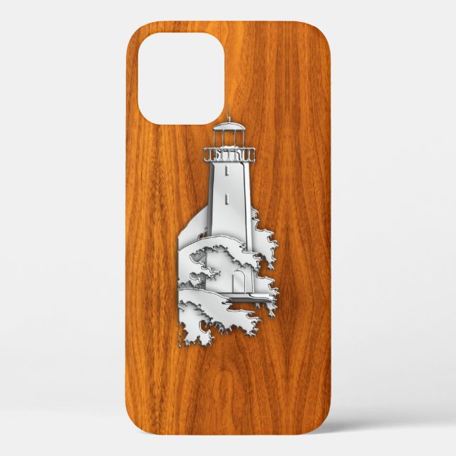 Coques Case-Mate iPhone Chrome Lighthouse sur bois de teck (Verso)