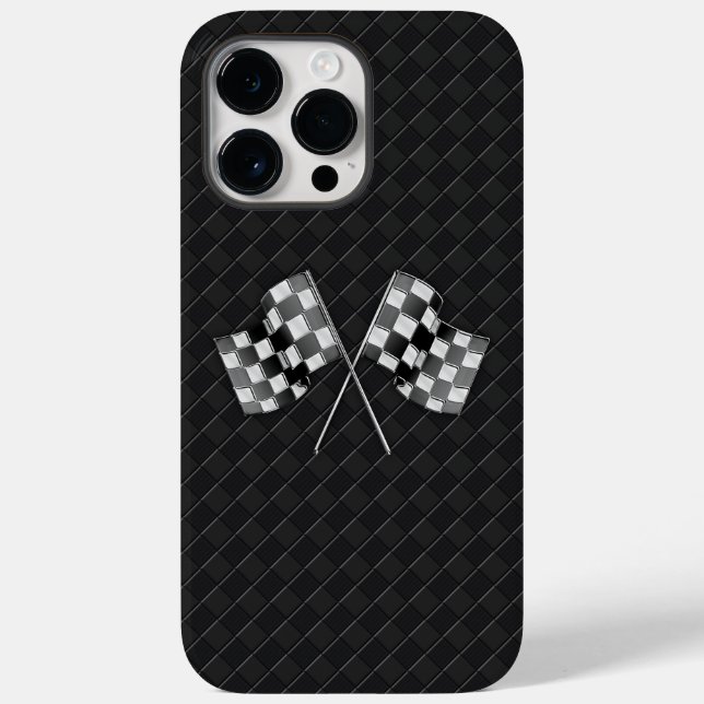 Coques Case-Mate iPhone Chrome Racing drapeaux sur À damiers cuir (Verso)