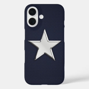 Coque Pour iPhone 16 Chrome Star sur l'impression de fibre de carbone