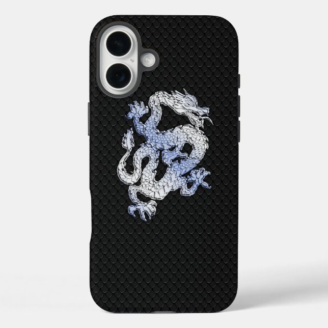 Coques Case-Mate iPhone Chrome Style Dragon Black Snake Peau Impression (Verso)