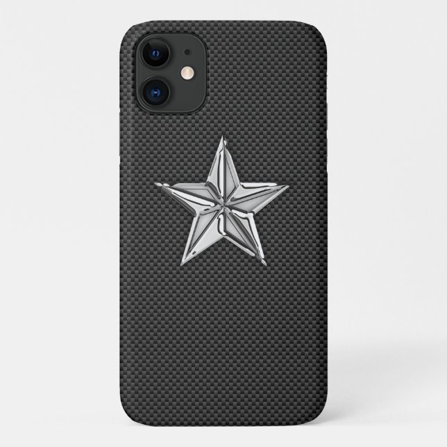 Coques Case-Mate iPhone Chrome Style Nautique Star sur fibre de carbone (Dos)