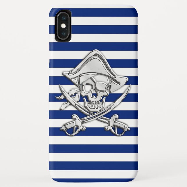 Coques Case-Mate iPhone Chrome Style Pirate sur les bandes Nautiques (Dos)