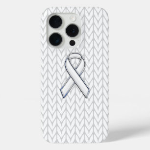 Coque iPhone 15 Pro Chrome sur Knit blanc sensibilisation au ruban Imp