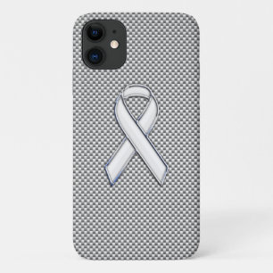 Coques Pour iPhone Chrome White Ribbon Sensibilisation Fibre de carbo