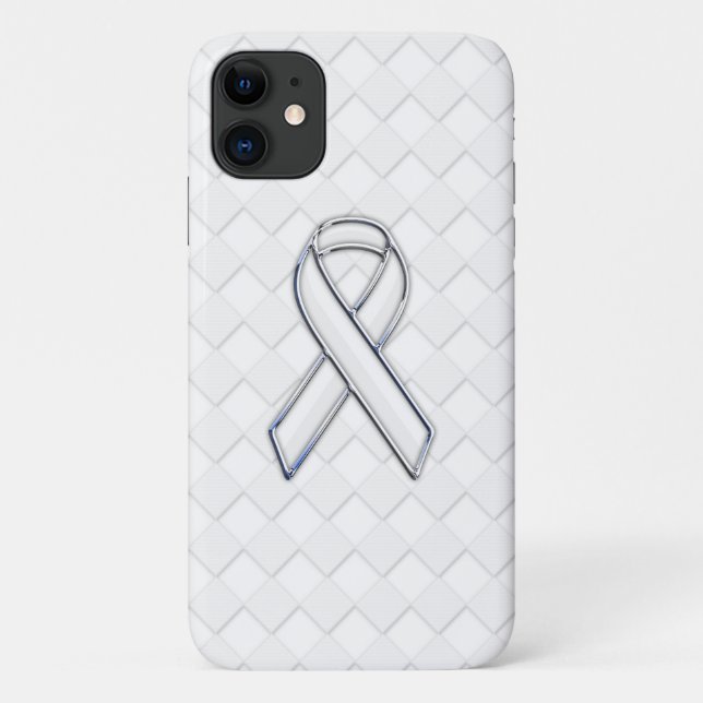 Coques Case-Mate iPhone Chrome White Ribbon Sensibilisation sur Checkers I (Dos)