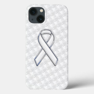 iPhone 13 Case Chrome White Ribbon Sensibilisation sur Houndstoot
