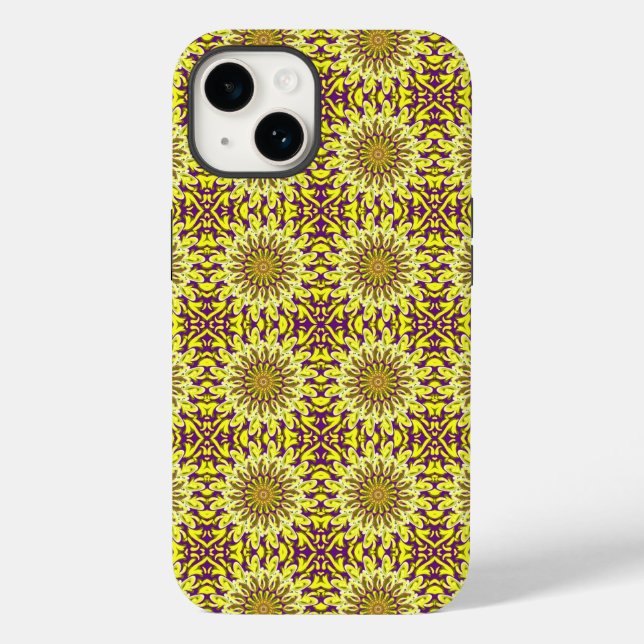 Coques Case-Mate iPhone Chrysanthème jaune Floral Purple Motif (Verso)
