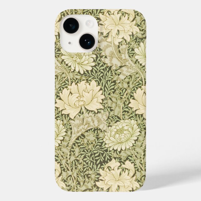 Coques Case-Mate iPhone Chrysanthème Olive Green William Morris Iphone14 (Verso)