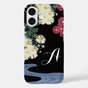 Coque Pour iPhone 16 Chrysanthèmes, Eau Courante, Floral Japonais