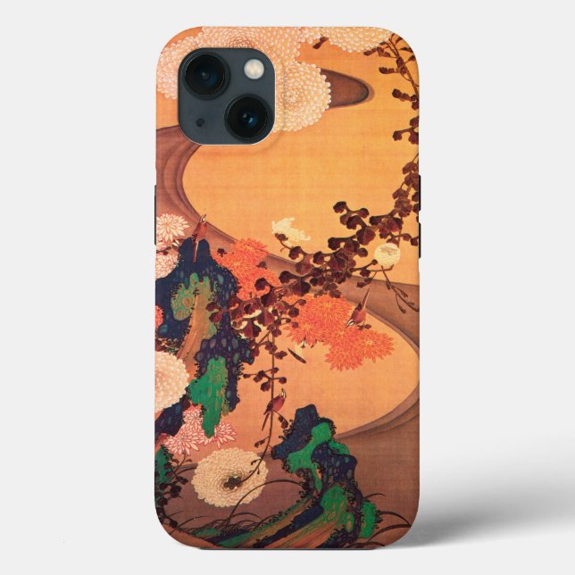 Coques Case-Mate iPhone Chrysanthèmes par un ruisseau avec des rochers (17 (Verso)