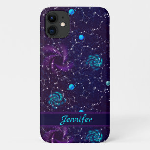 Case-Mate iPhone Case Ciel nocturne moderne avec Constellation bleu viol
