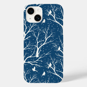 Coque Pour iPhone 14 Ciel vintage Oiseaux blancs Snowflakes