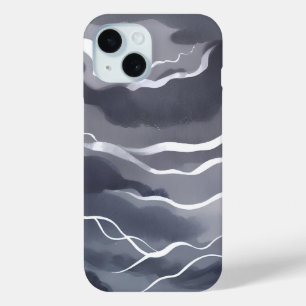 Coque Pour iPhone 15 Ciels orageux   Aquarelle ciel gris foncé Abstrait
